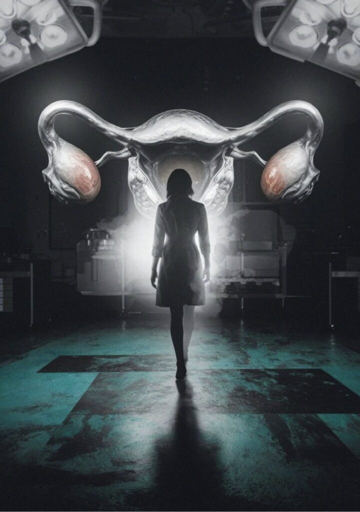 mulher com dor
utero e mulher andando